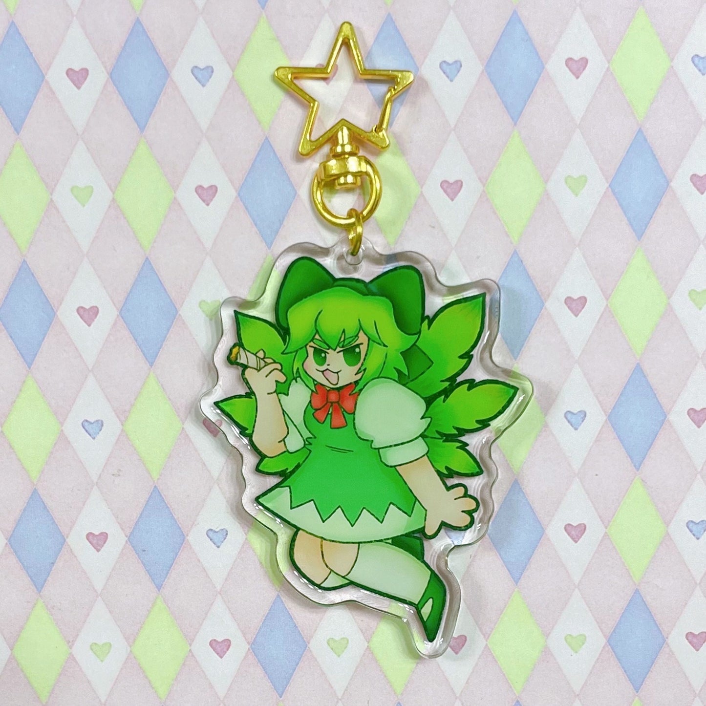 cirno touhou stoner double sided epoxy anime acrylic keychain! (3")