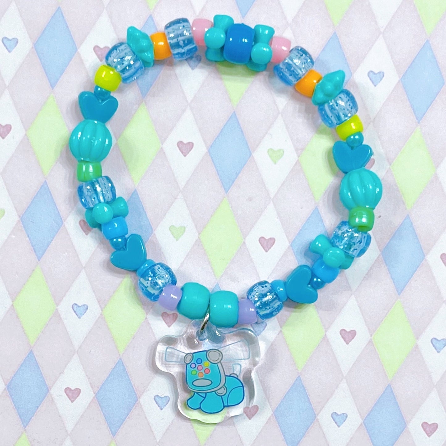 i-dog rainbow acrylic charm kandi bracelets!
