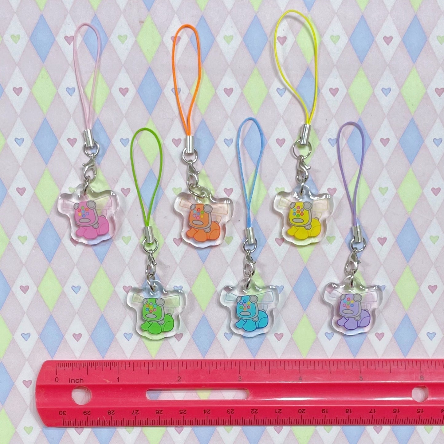 i-dog robot toy puppy mini double sided acrylic strap keychains! (1")