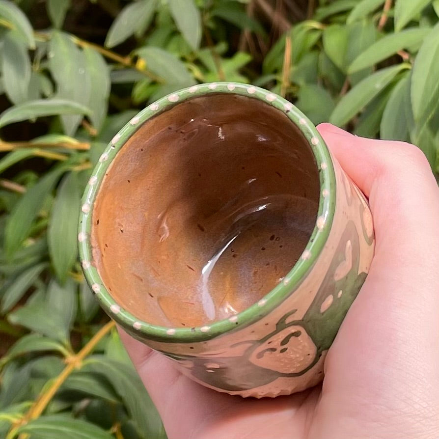 green brown butterfly kawaii ceramic stoneware cup!