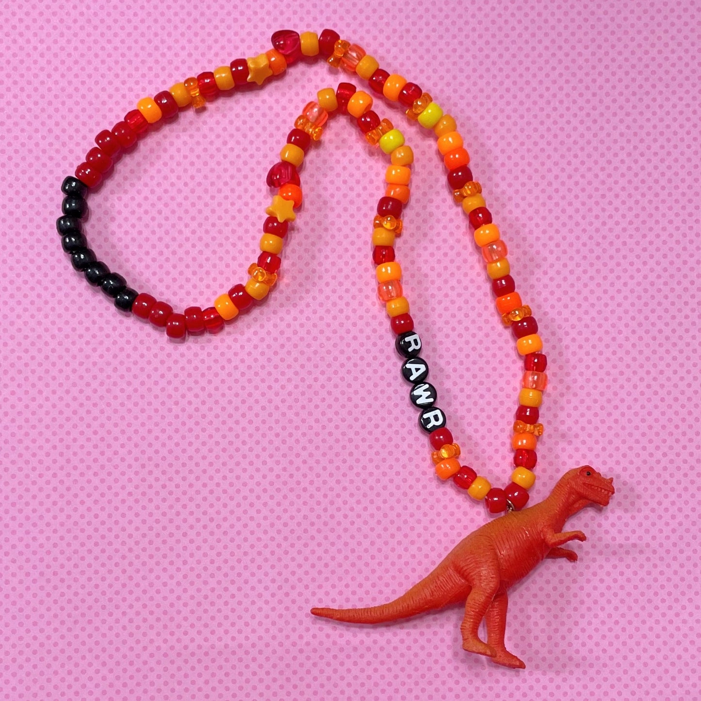 dinosaur handmade kandi necklace set!