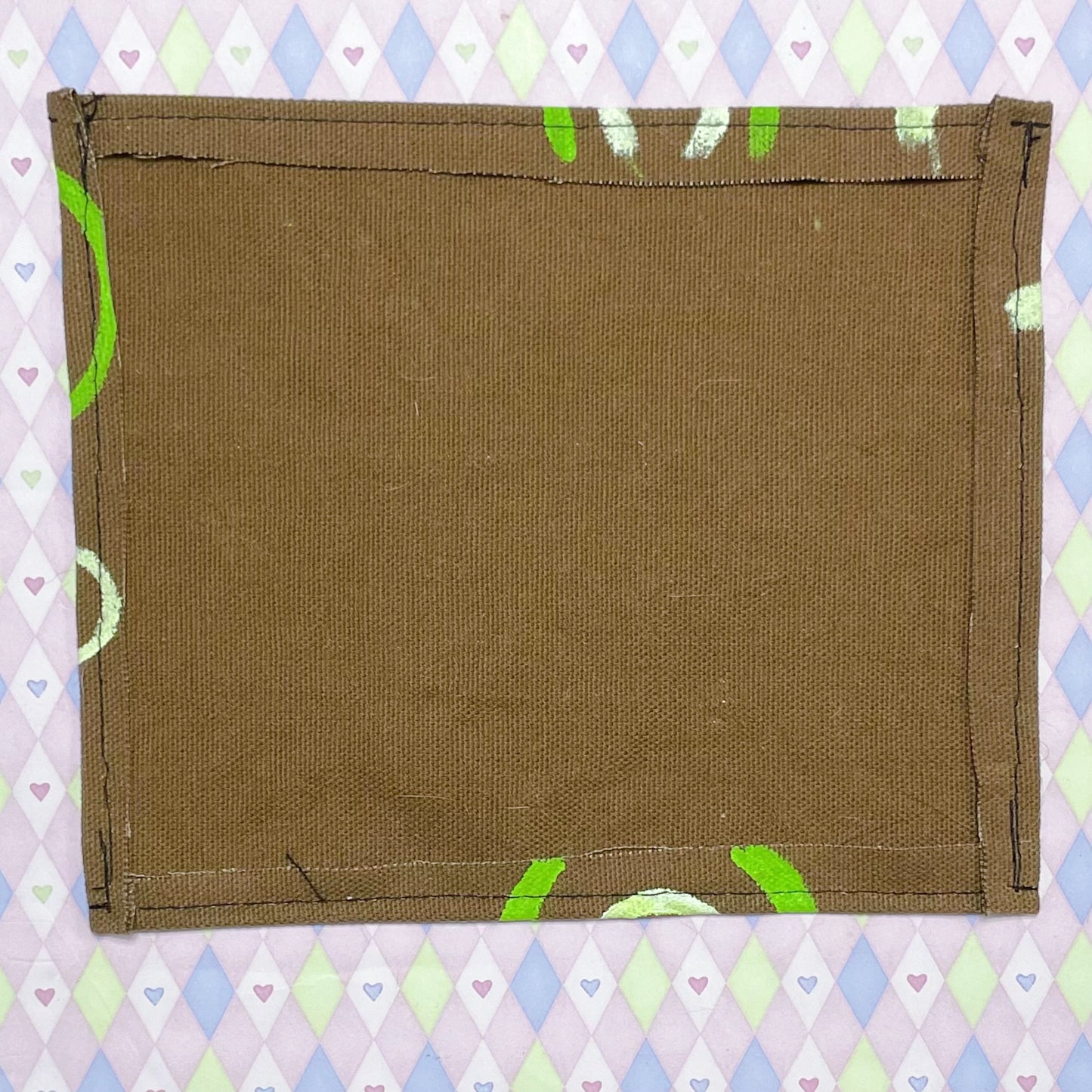 cloverdog kawaii handpainted brown canvas jumbo fabric patch!