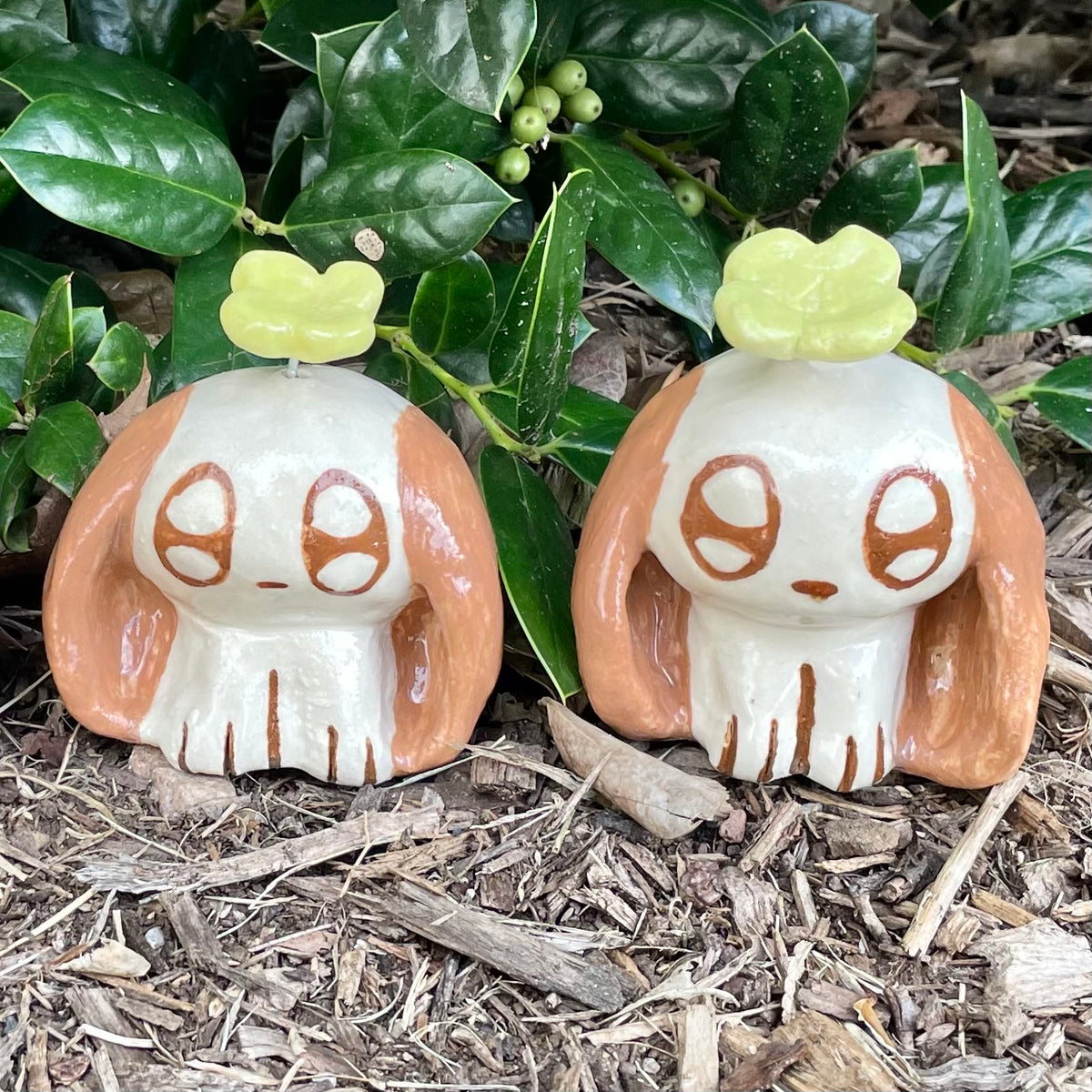 mini sprout puppy handmade ceramic stoneware figure!