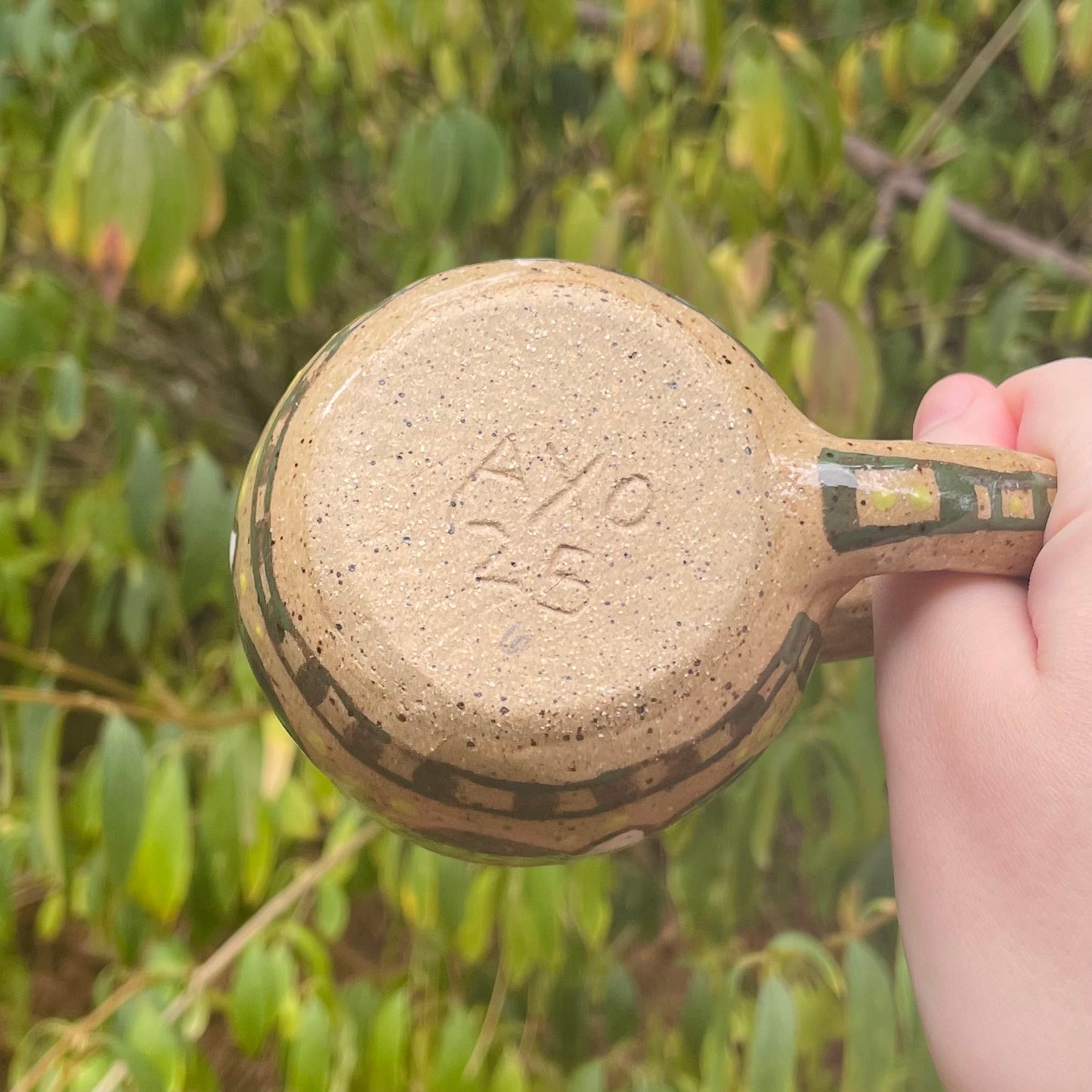 green butterflies handmade ceramic stoneware mug!