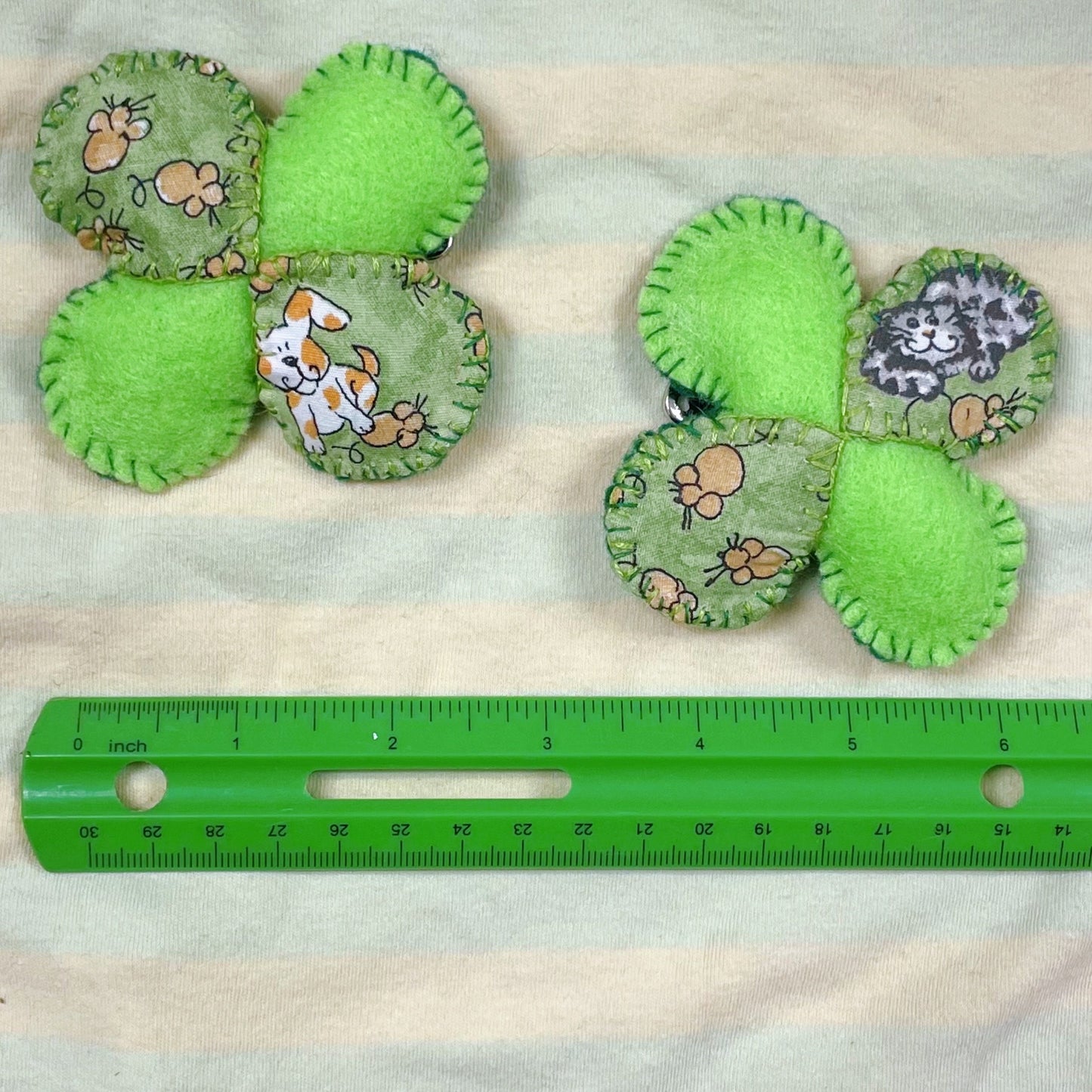 green four leaf clover decora harajuku cute kidcore felt fabric pin brooch! (2.5")