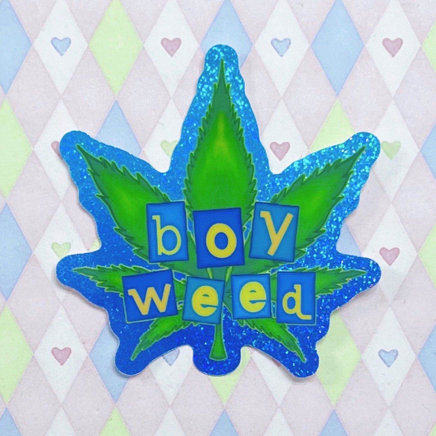 girl boy stoner stash holographic glitter stickers! (2.5")