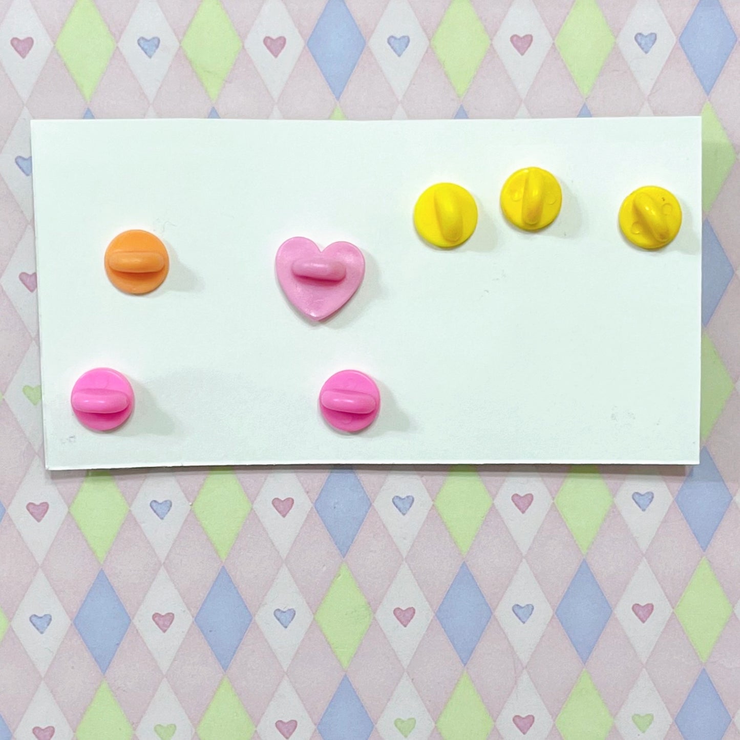 handmade rainbow heart star pastel glitter shrink plastic kawaii 6pc pin set!
