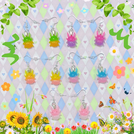 kawaii pastel resin mini beetle kidcore cottagecore fairy bug cute dangle earrings!
