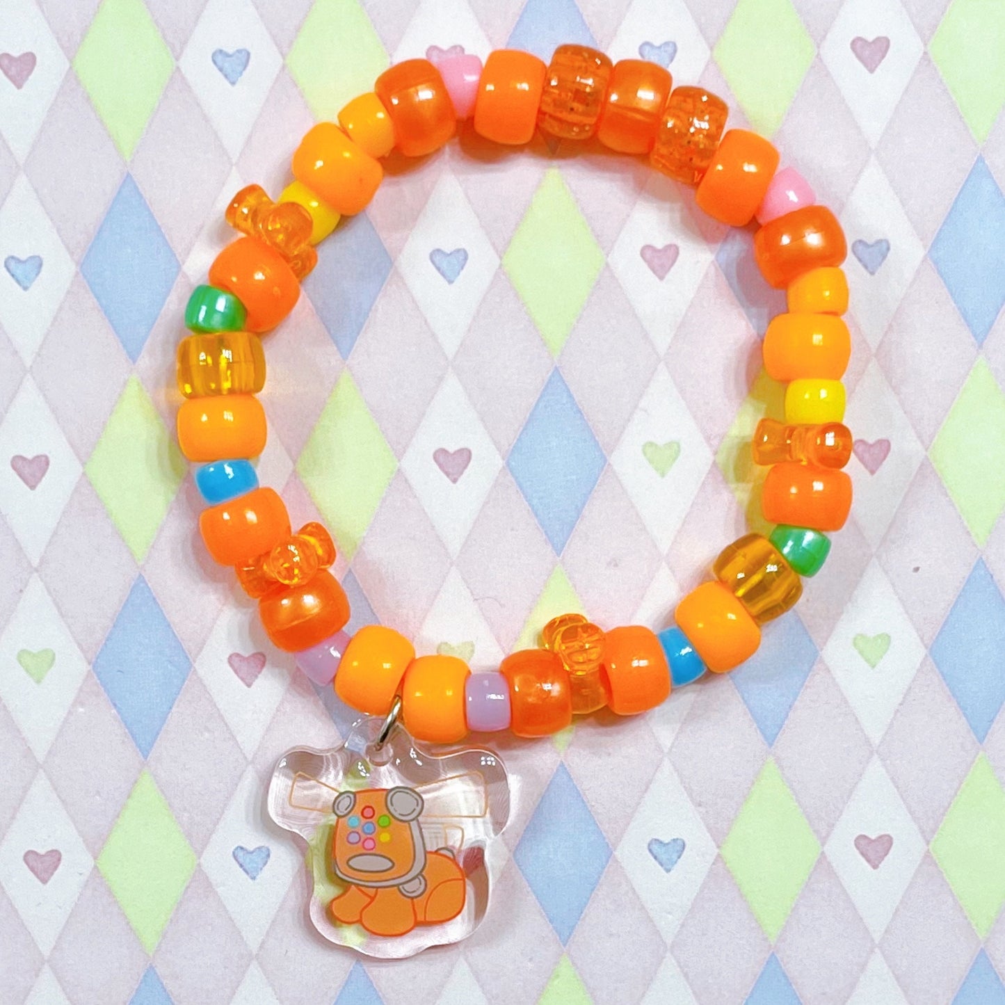 i-dog rainbow acrylic charm kandi bracelets!