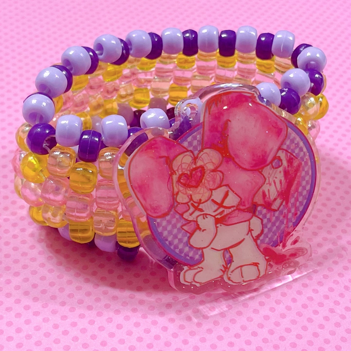 yandere bunny kawaii handmade kandi cuff bracelet!