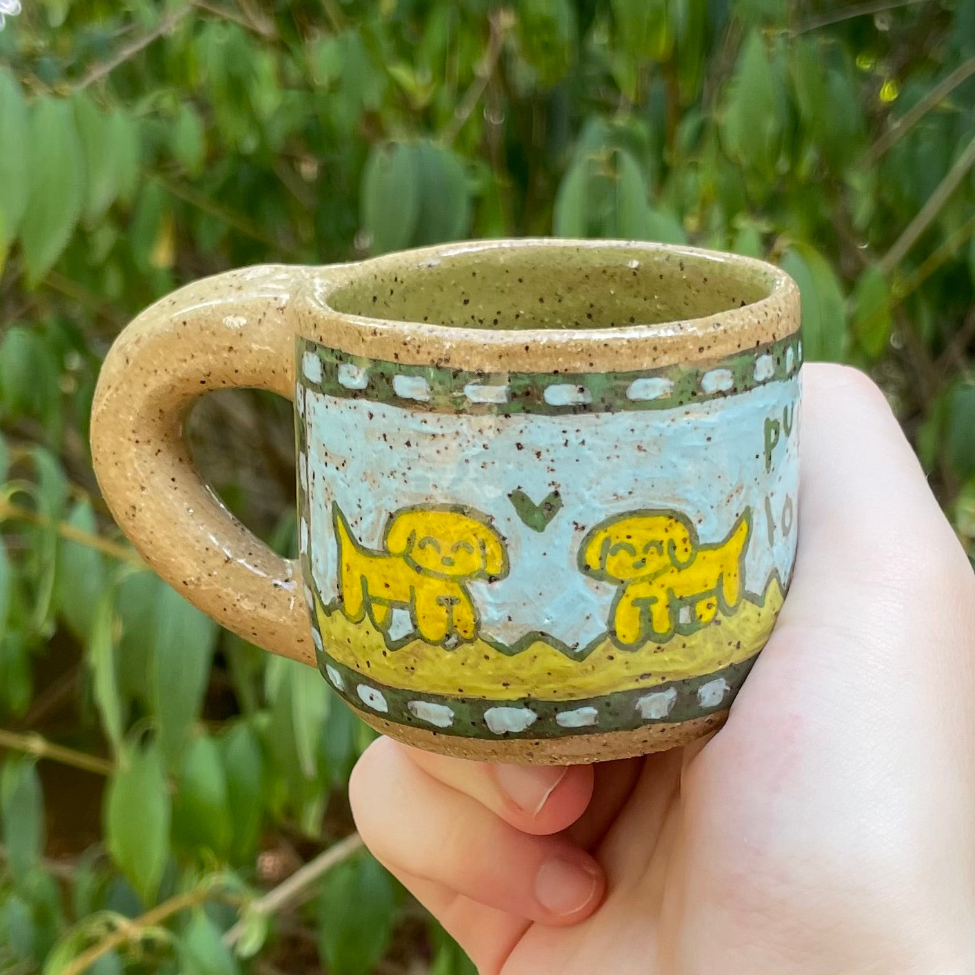 puppy love handmade small ceramic stoneware mug!