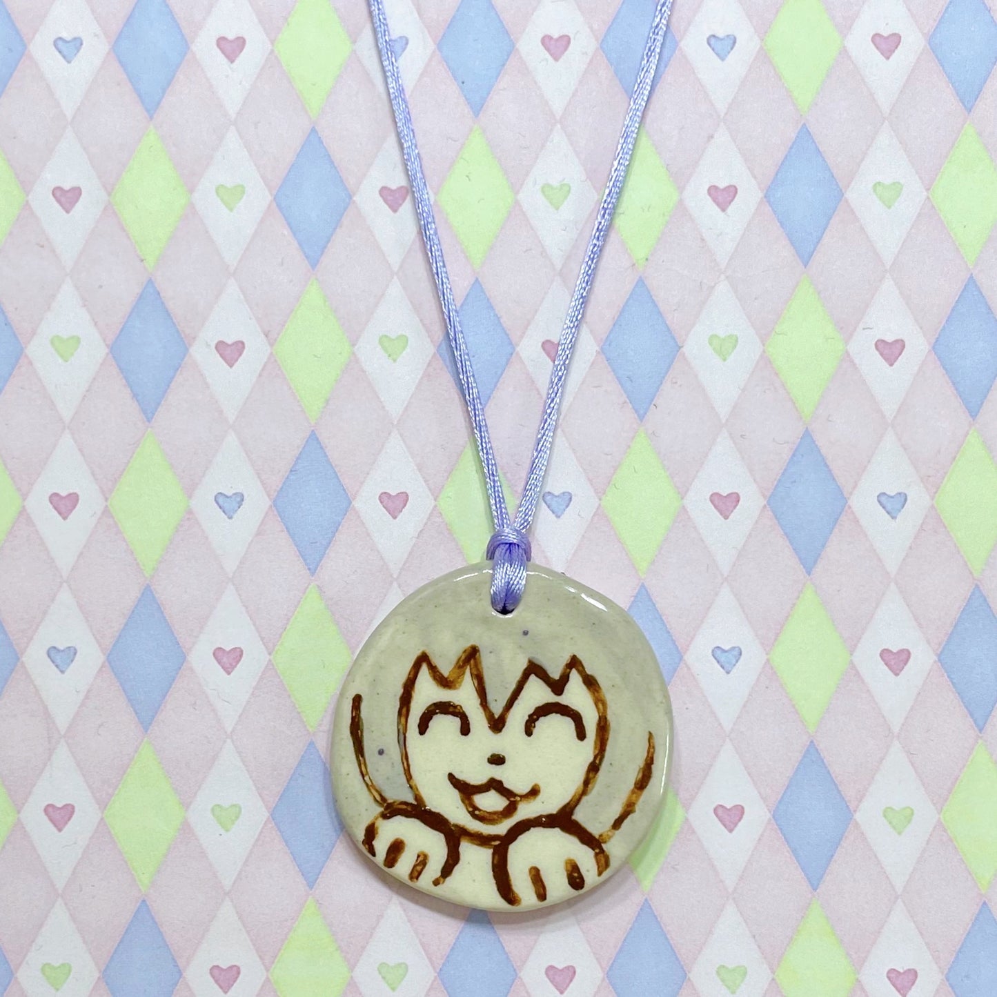 blue & purple kawaii girl ceramic stoneware necklaces!