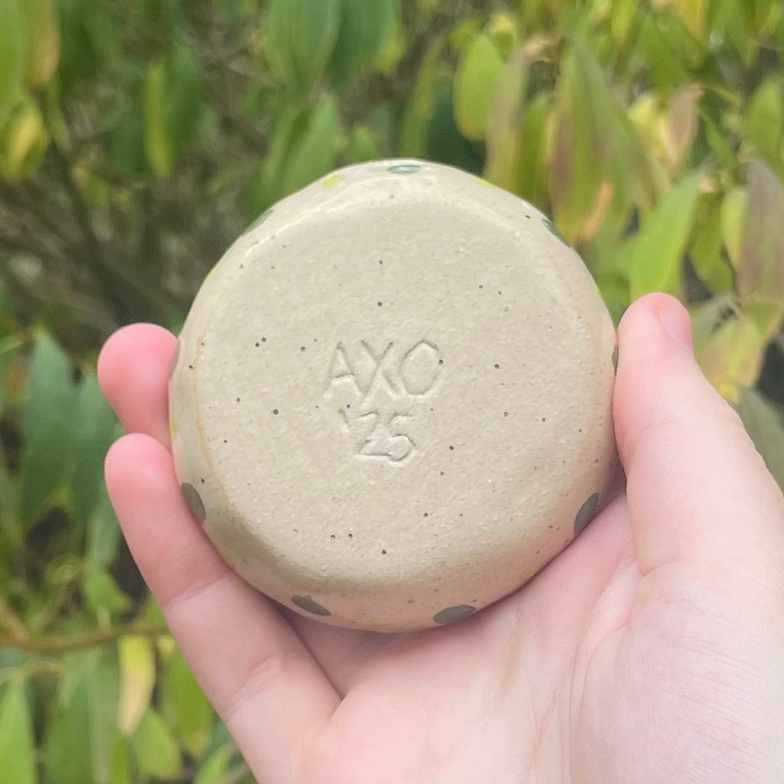 green butterfly handmade small ceramic stoneware trinket dish!