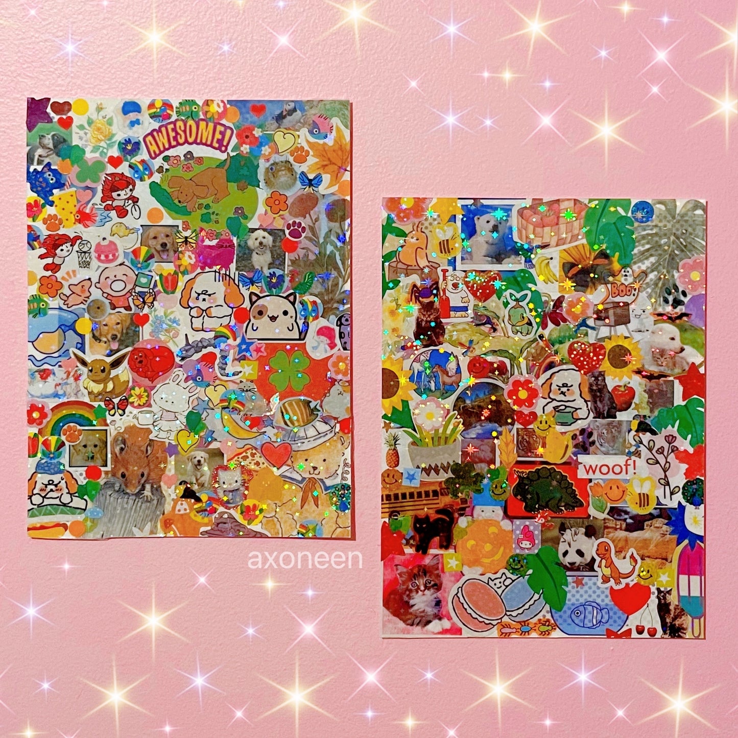 sticker rainbow holographic kawaii collage mini poster artwork! (5.5" x 7.5")