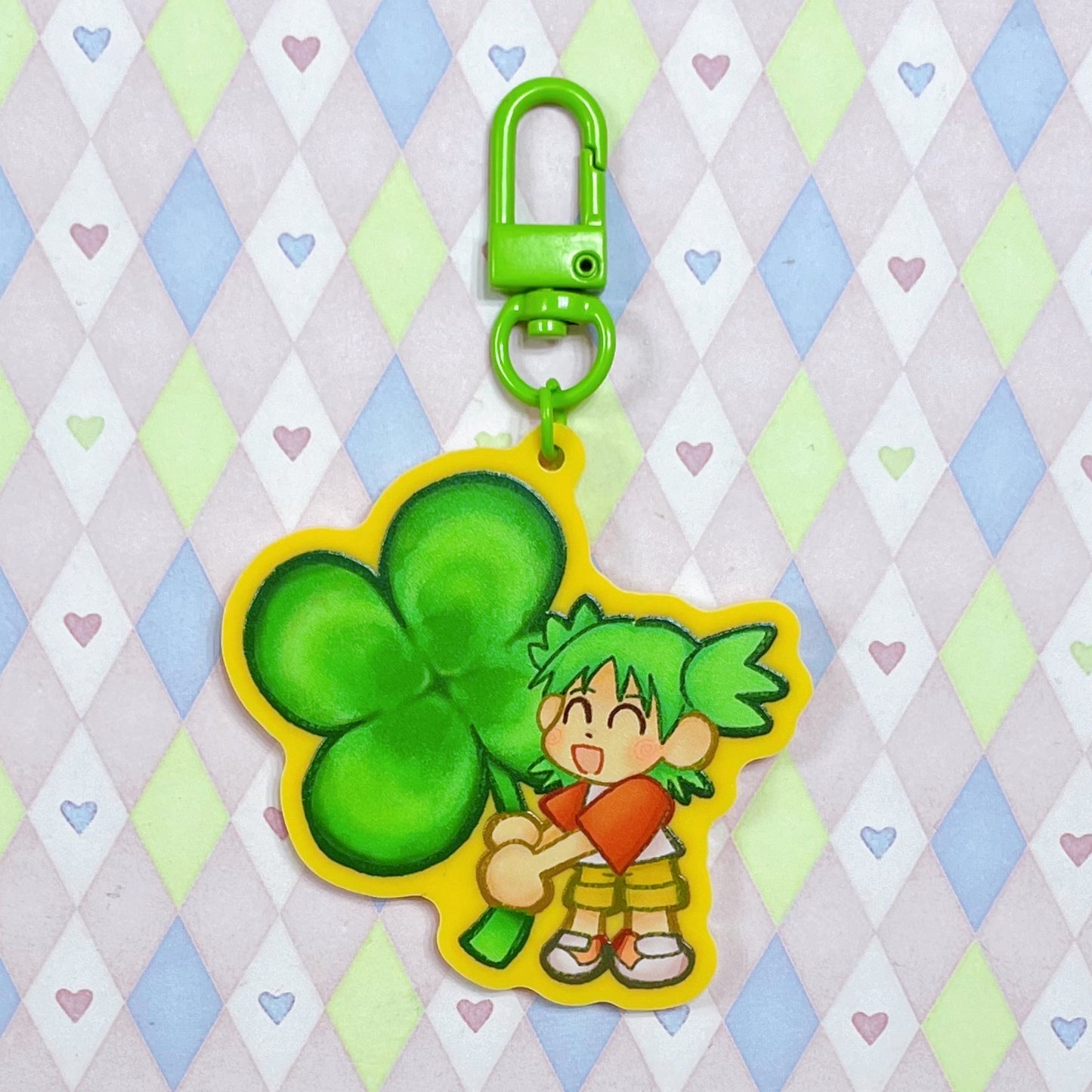 yotsuba four leaf clover solid yellow acrylic keychain! (3")