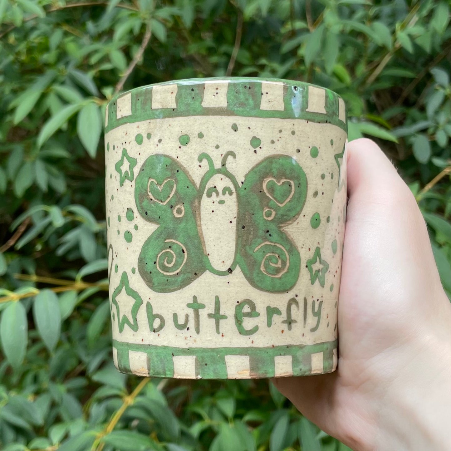 green home butterfly snailgirl kawaii ceramic stoneware flower pot!