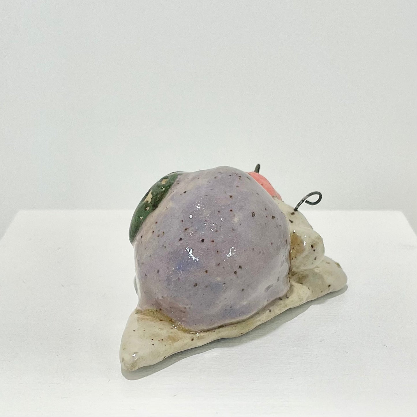 green pink purple snailgirl handmade ceramic stoneware figure!