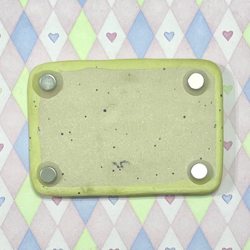 handpainted purple green butterfly kawaii ceramic stoneware magnet! (2.75"x1.75")