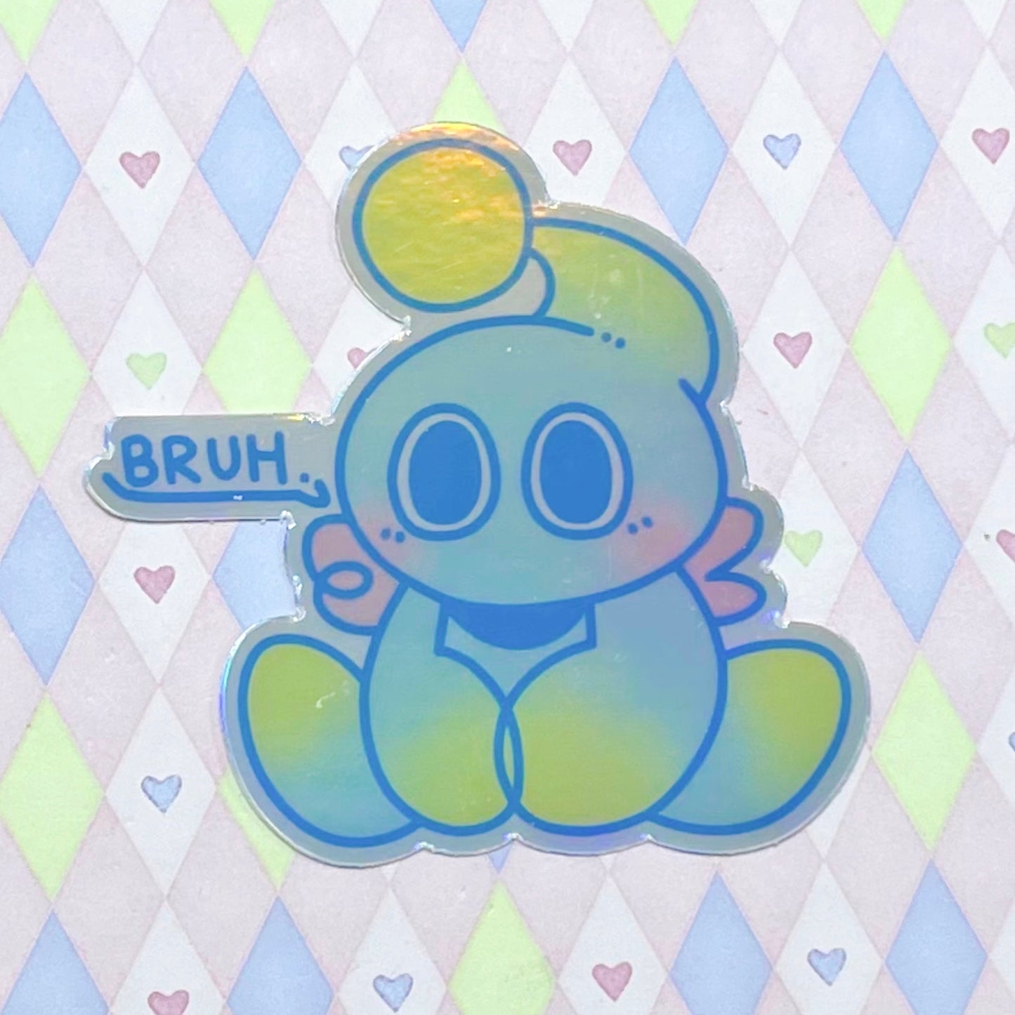 bruh chao holographic rainbow sticker! (3")