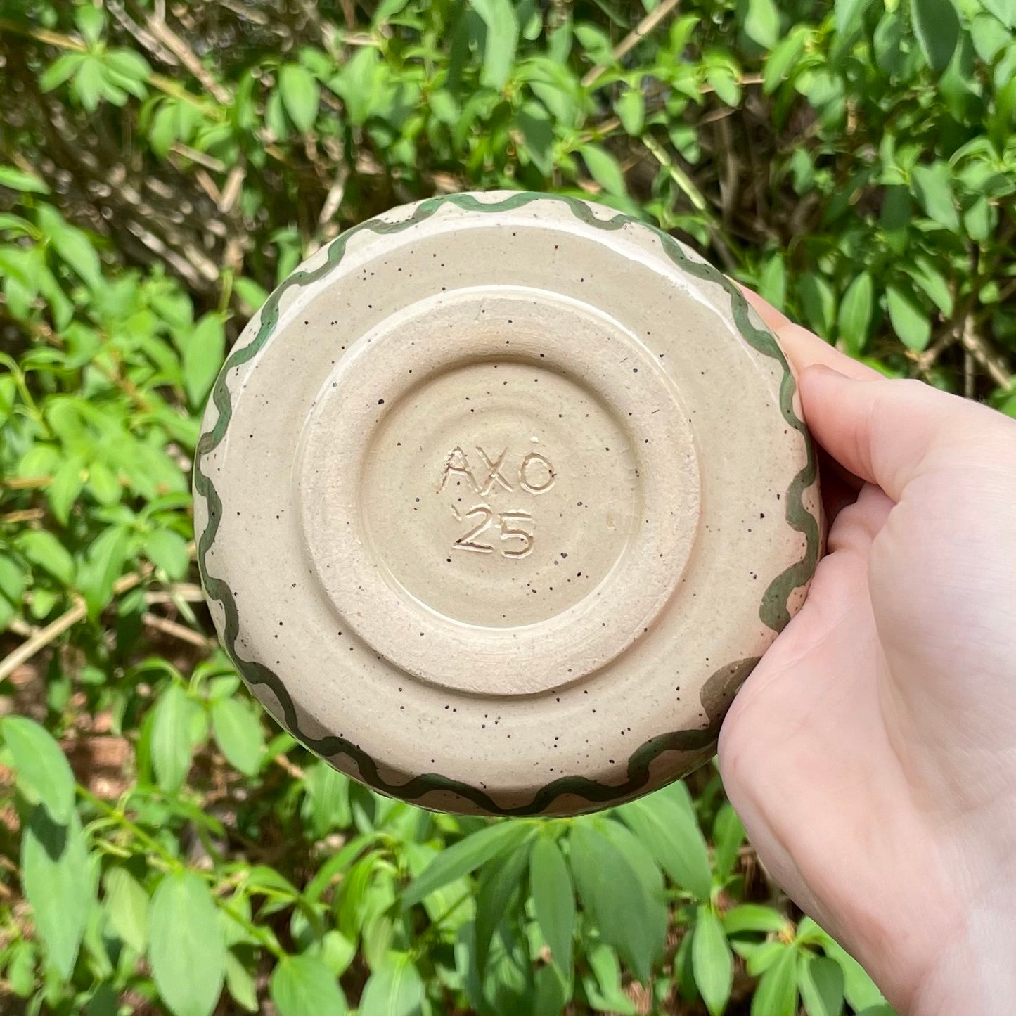 cloverdog green wheel thrown ceramic stoneware ashtray!