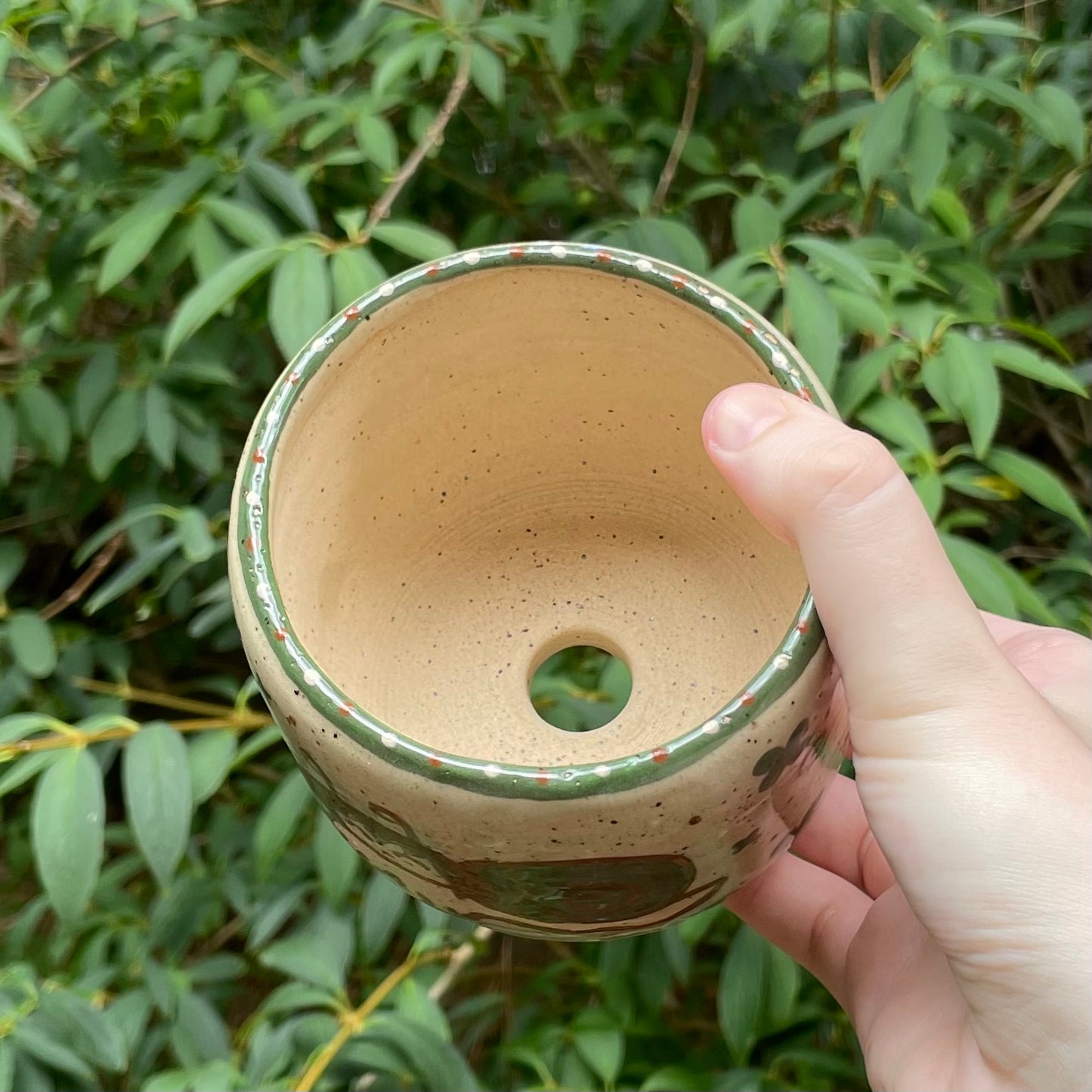 green brown snailgirl kawaii ceramic stoneware flower pot!