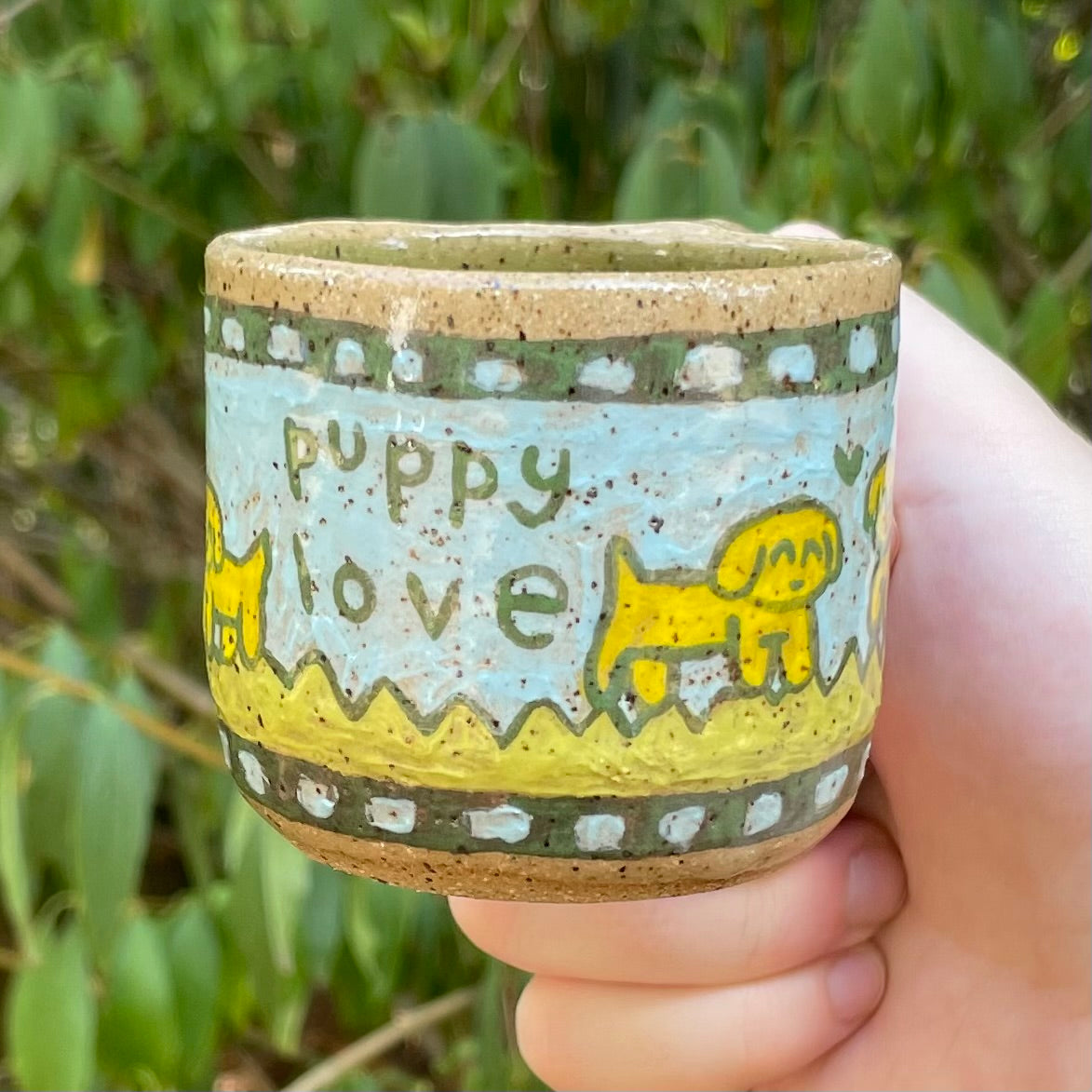 puppy love handmade small ceramic stoneware mug!