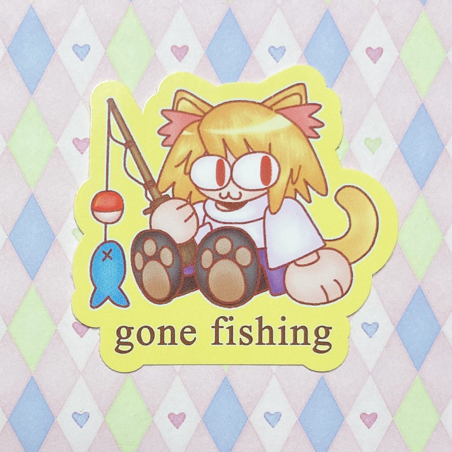 type moon neco arc 'gone fishing' meme sticker! (3")