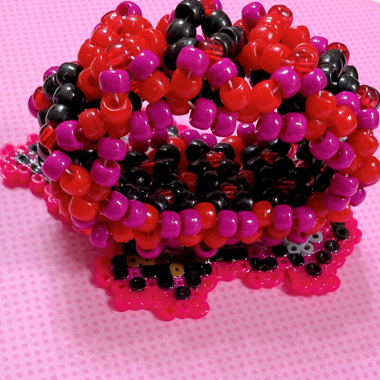 red perler bat handmade kandi 3d cuff bracelet!