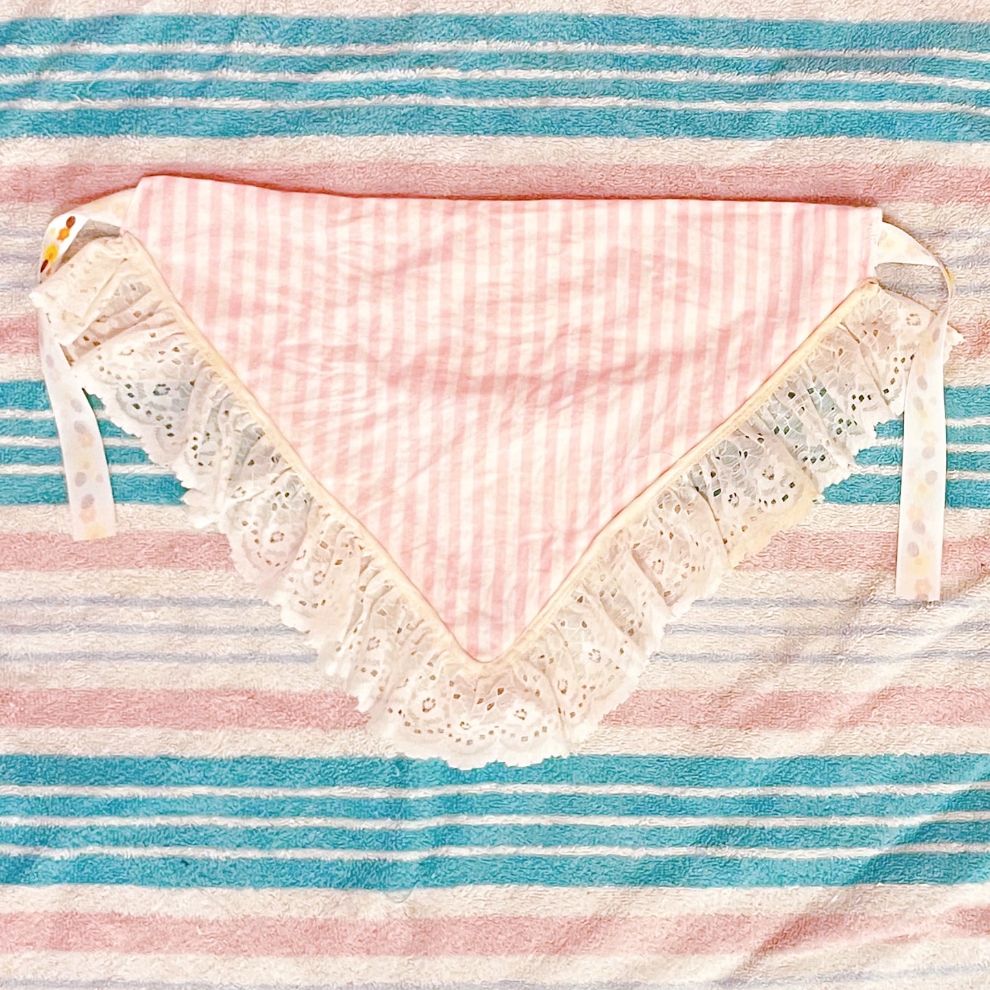 pink yellow rabbit moon kawaii lace fabric bandana!