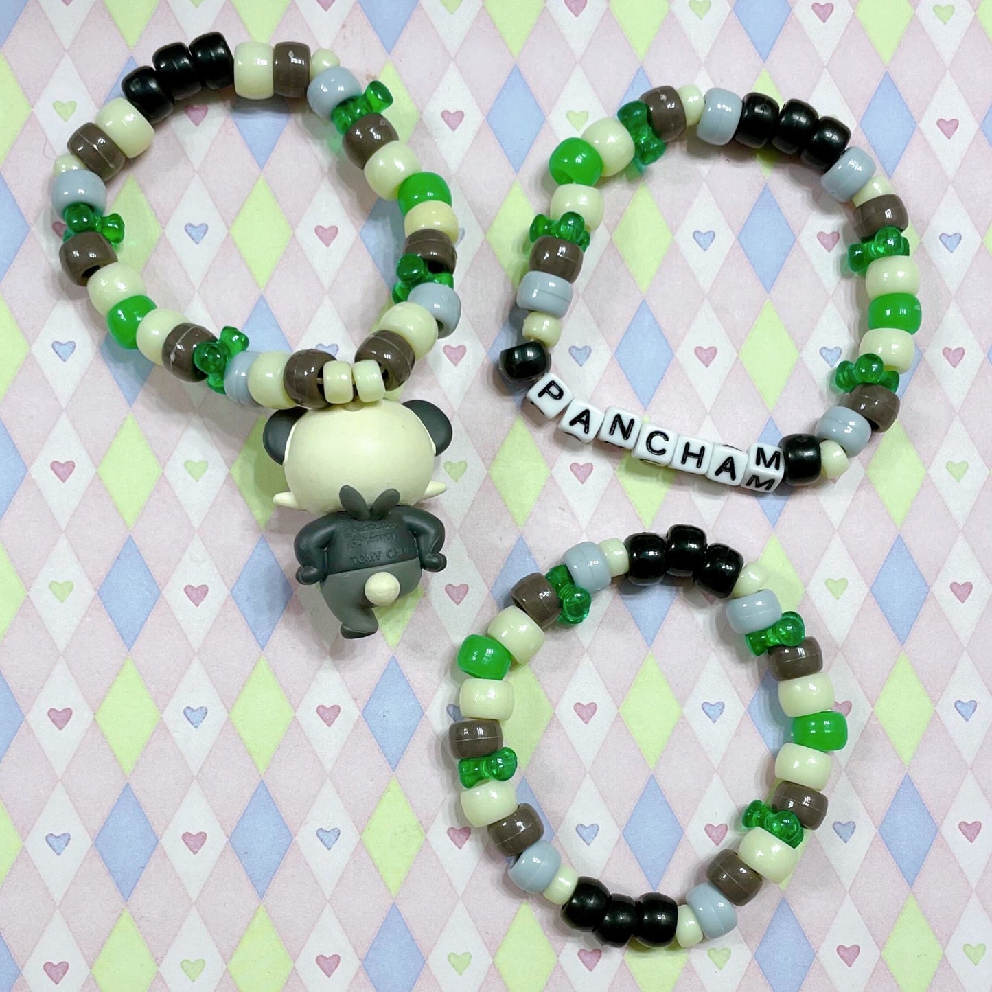 pancham pokemon green toy kandi bracelet set!
