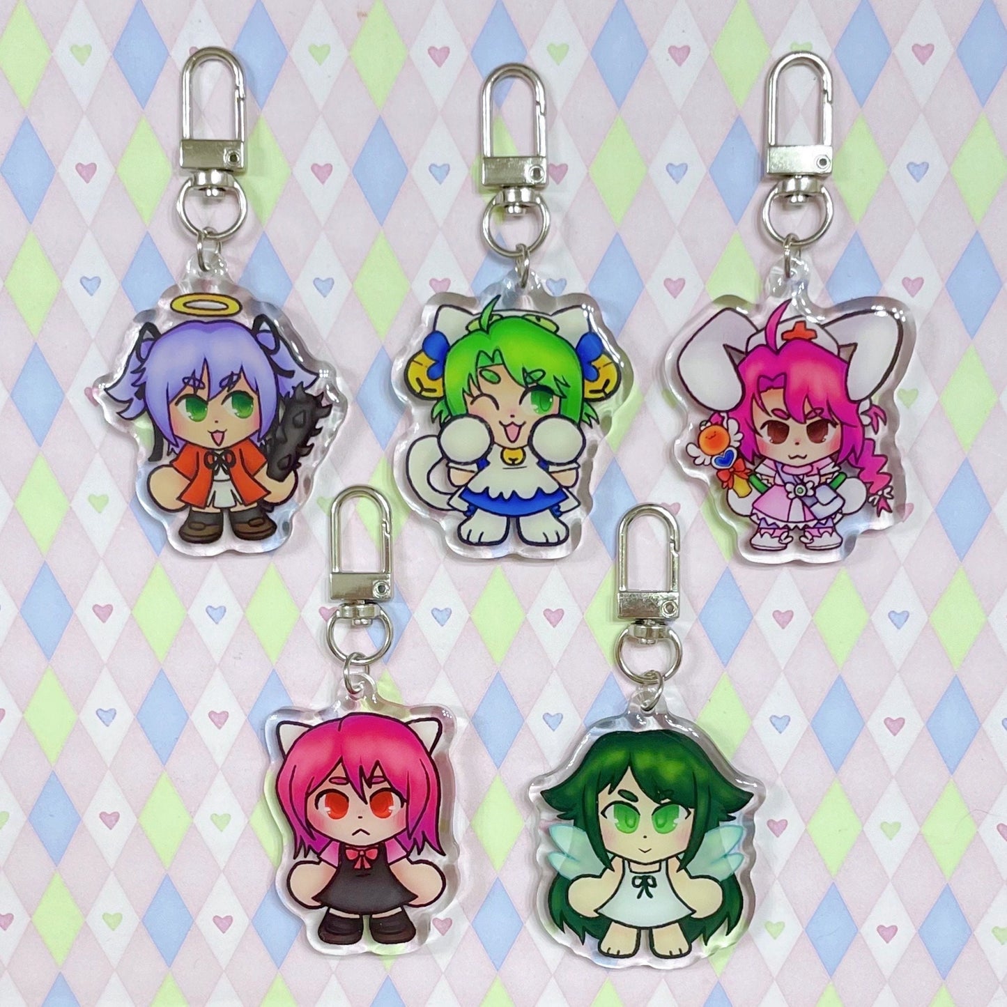 y2k animecore dokuro dejiko komugi elfen lied saya double sided epoxy acrylic keychains! (2")