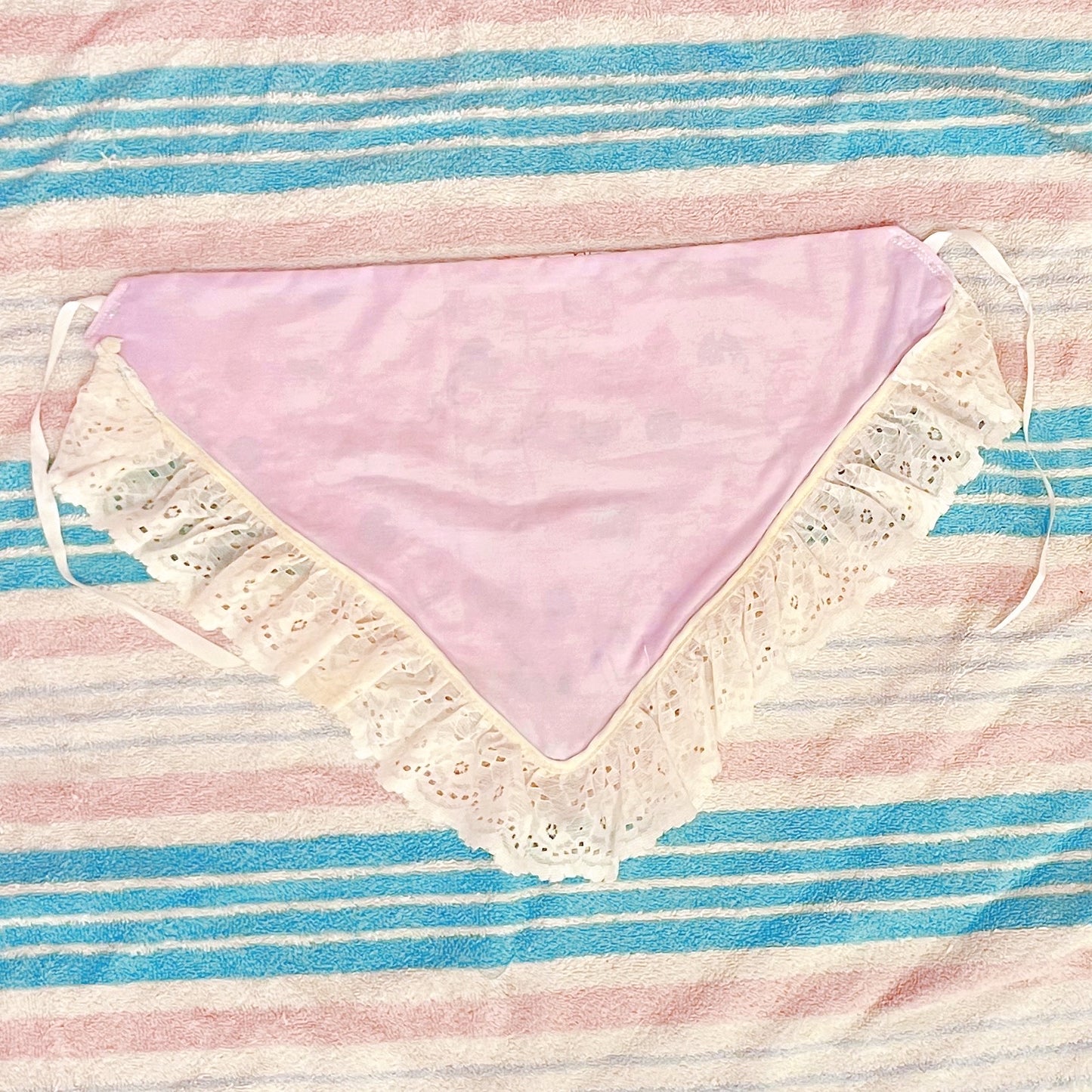 purple pink kitten yarn kawaii lace fabric bandana!