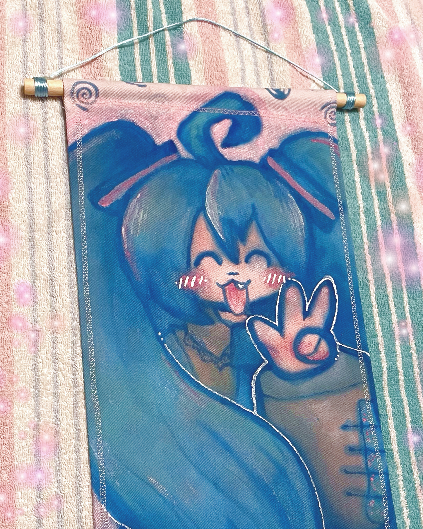 hatsune miku kawaii airbrush fabric wall scroll tapestry!