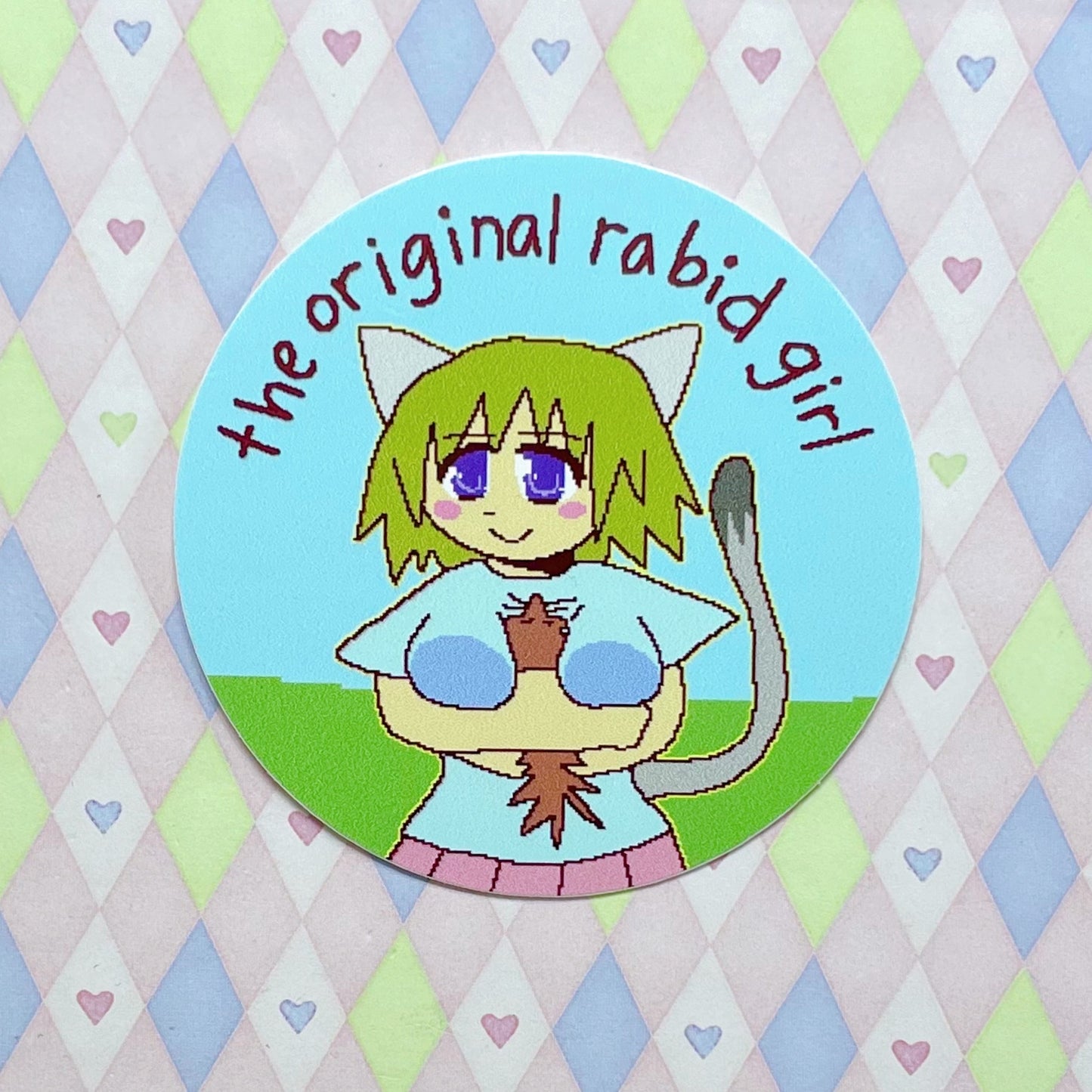 nyan neko sugar girls "the original rabid girl" circle vinyl sticker! (3")