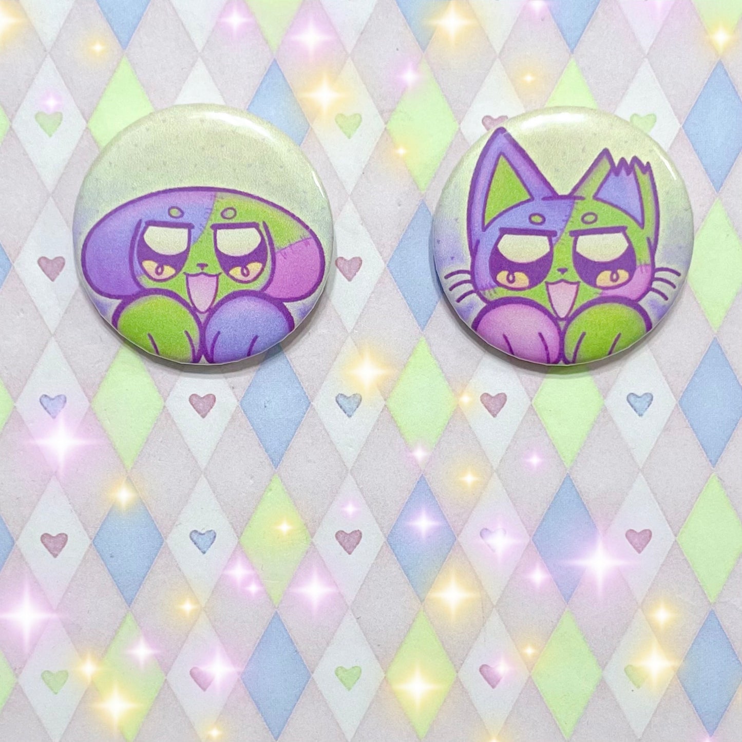 zombie puppy and kitty kawaii cute pinback buttons! (1.5")