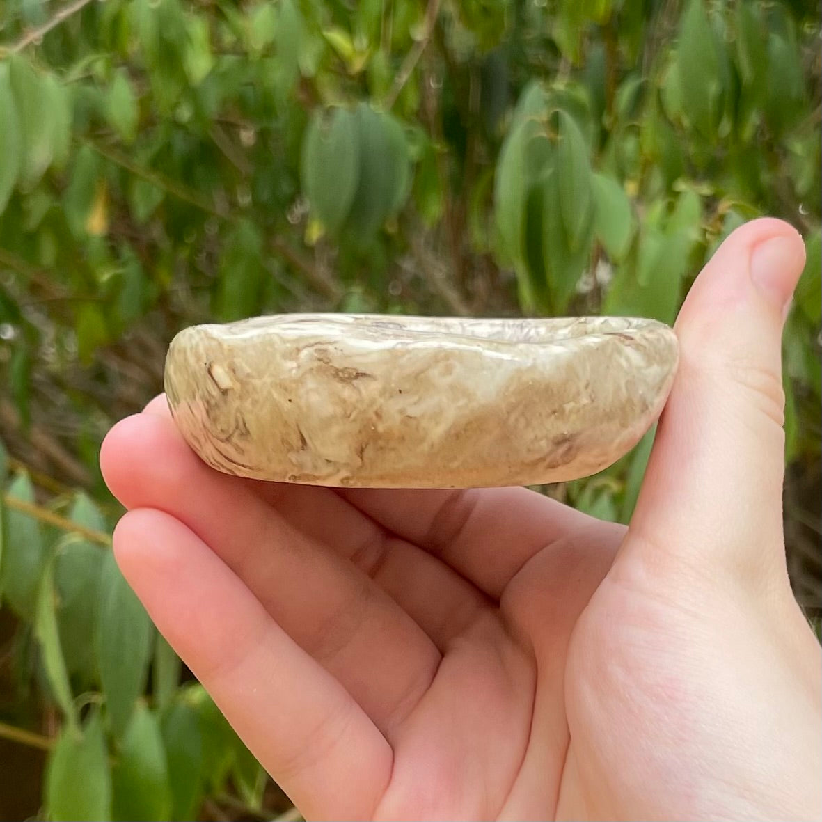 yellow puppy bone handmade small ceramic marbled stoneware trinket dish!