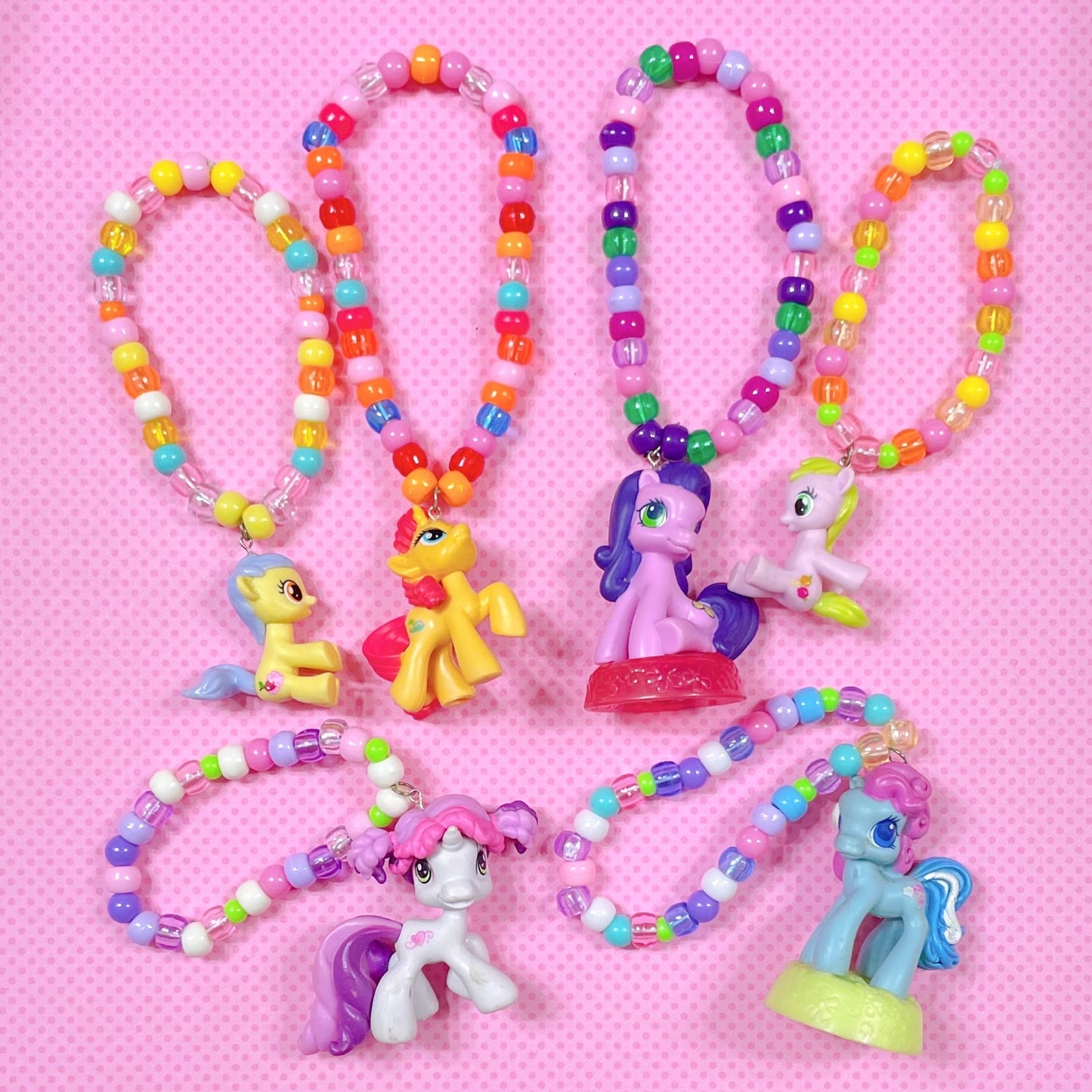 assorted pony 6 piece handmade kandi bracelet set!