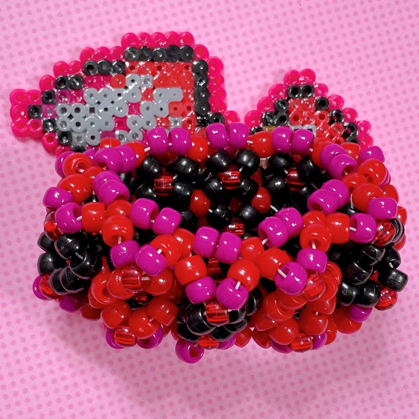 red perler bat handmade kandi 3d cuff bracelet!