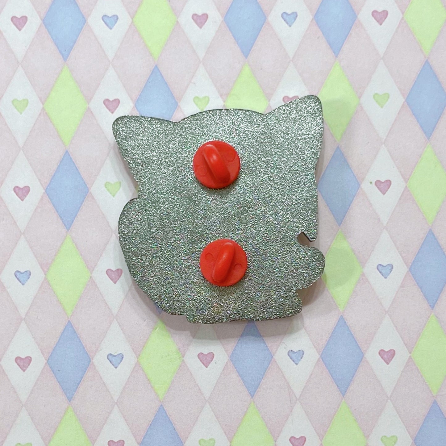 nyan neko sugar girls kawaii raku-chan anime silver silk print enamel pin! (2")