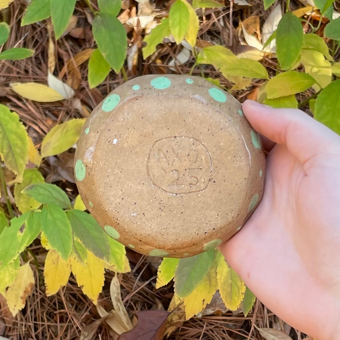 green carved puppy handmade ceramic stoneware mini dish!