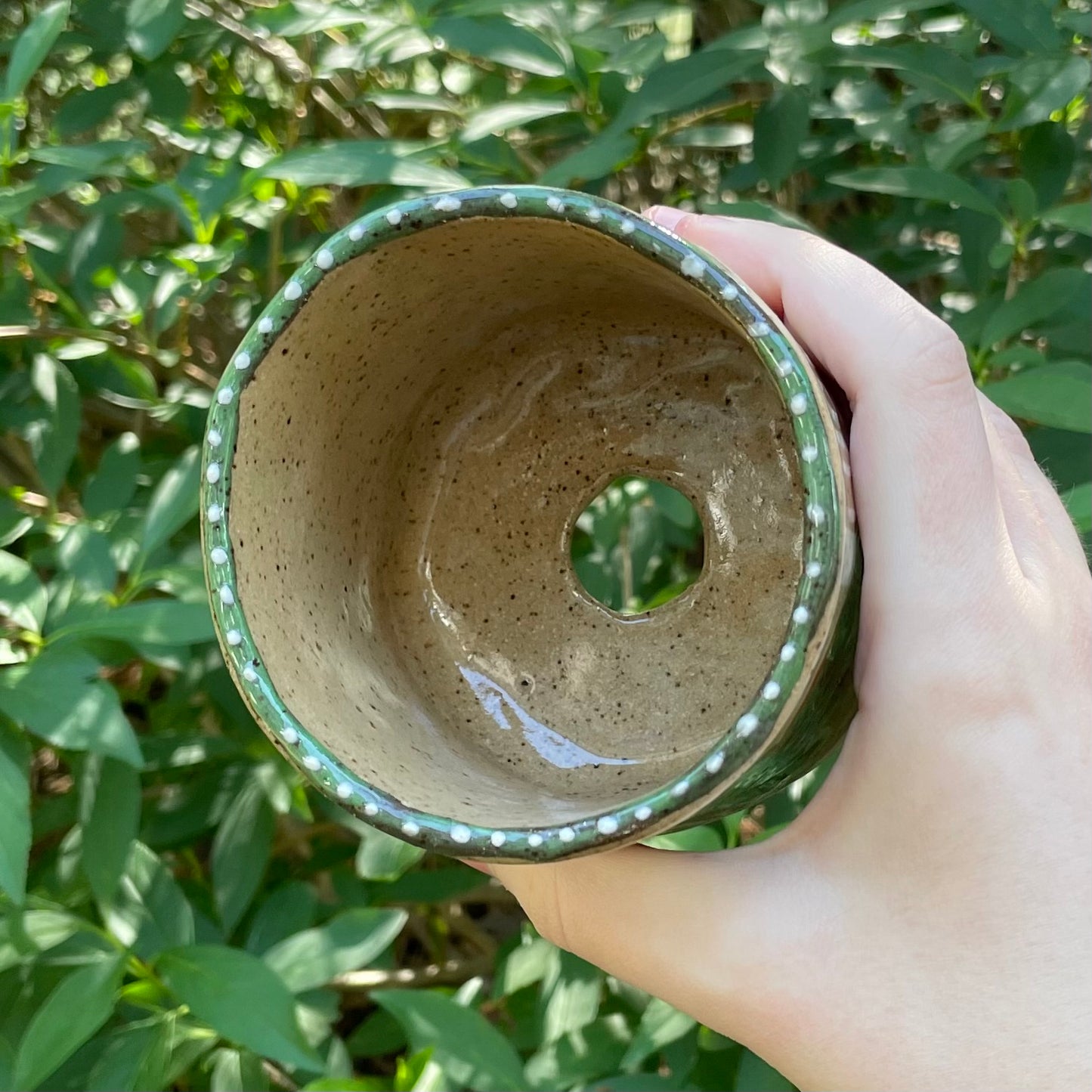 "lucky puppy" four leaf clover tan & white ceramic stoneware flower pot!