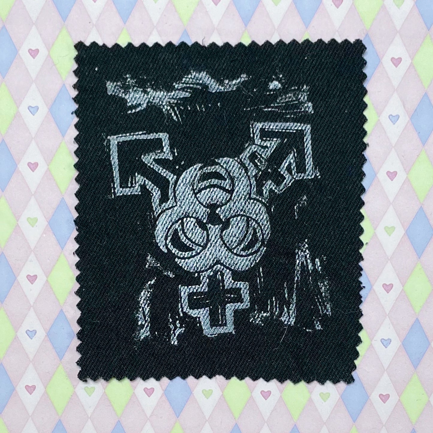 transgender biohazard symbol white black block canvas print fabric patches!
