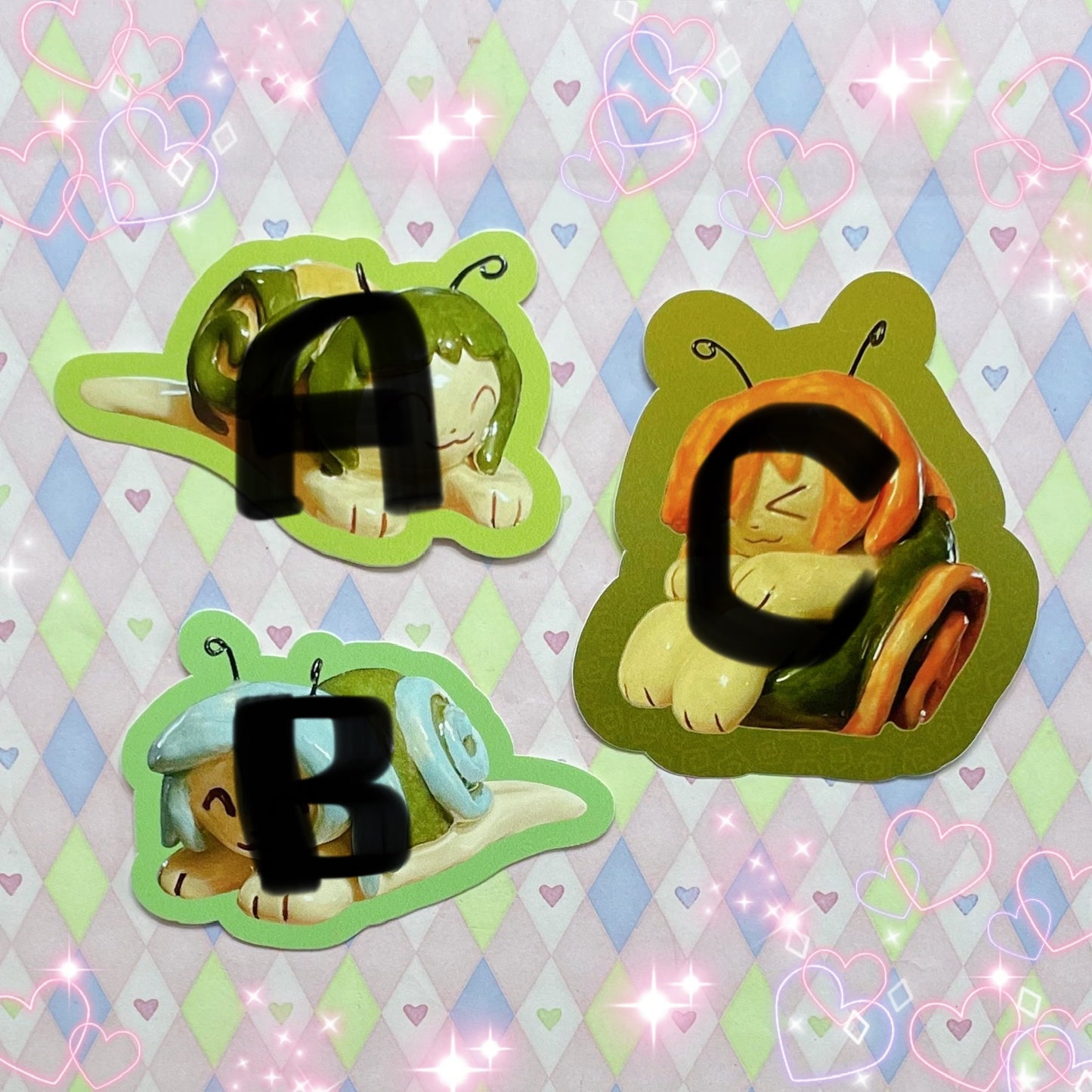 snail girls kawaii ceramic vinyl stickers! (3")