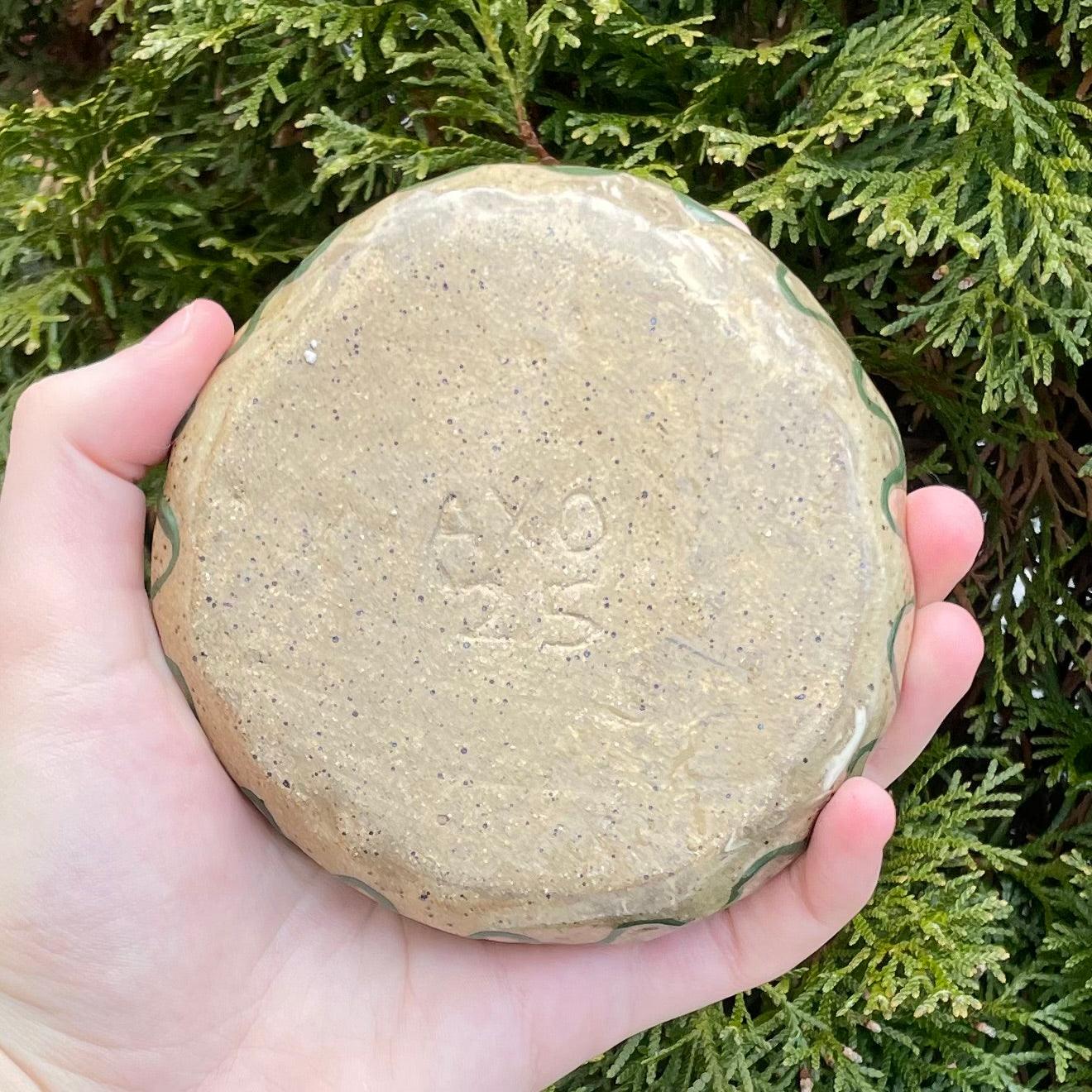 purple green snailgirl handmade ceramic stoneware bowl!