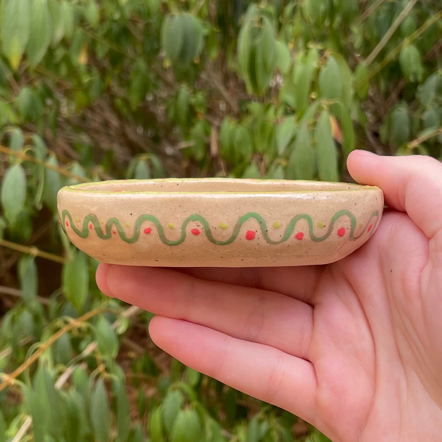 hungry caterpillar handmade small ceramic stoneware oval trinket dish!