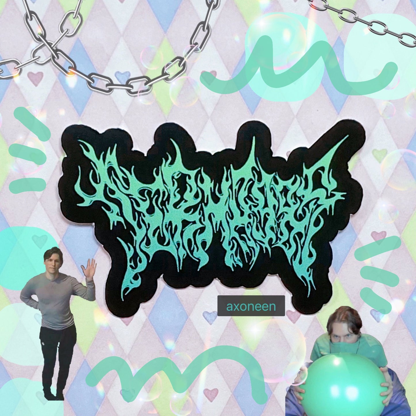 jerma985 black green metal text youtube twitch sticker! (3")