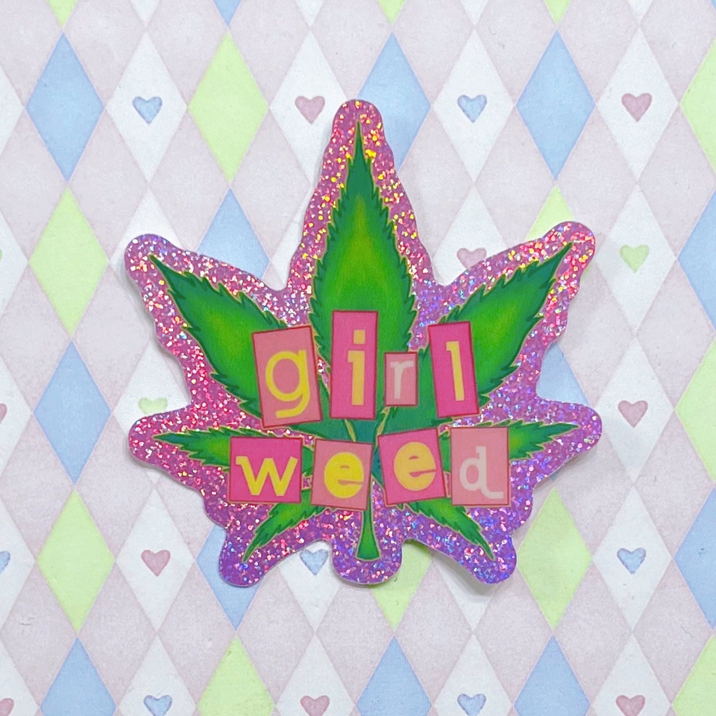 girl boy stoner stash holographic glitter stickers! (2.5")