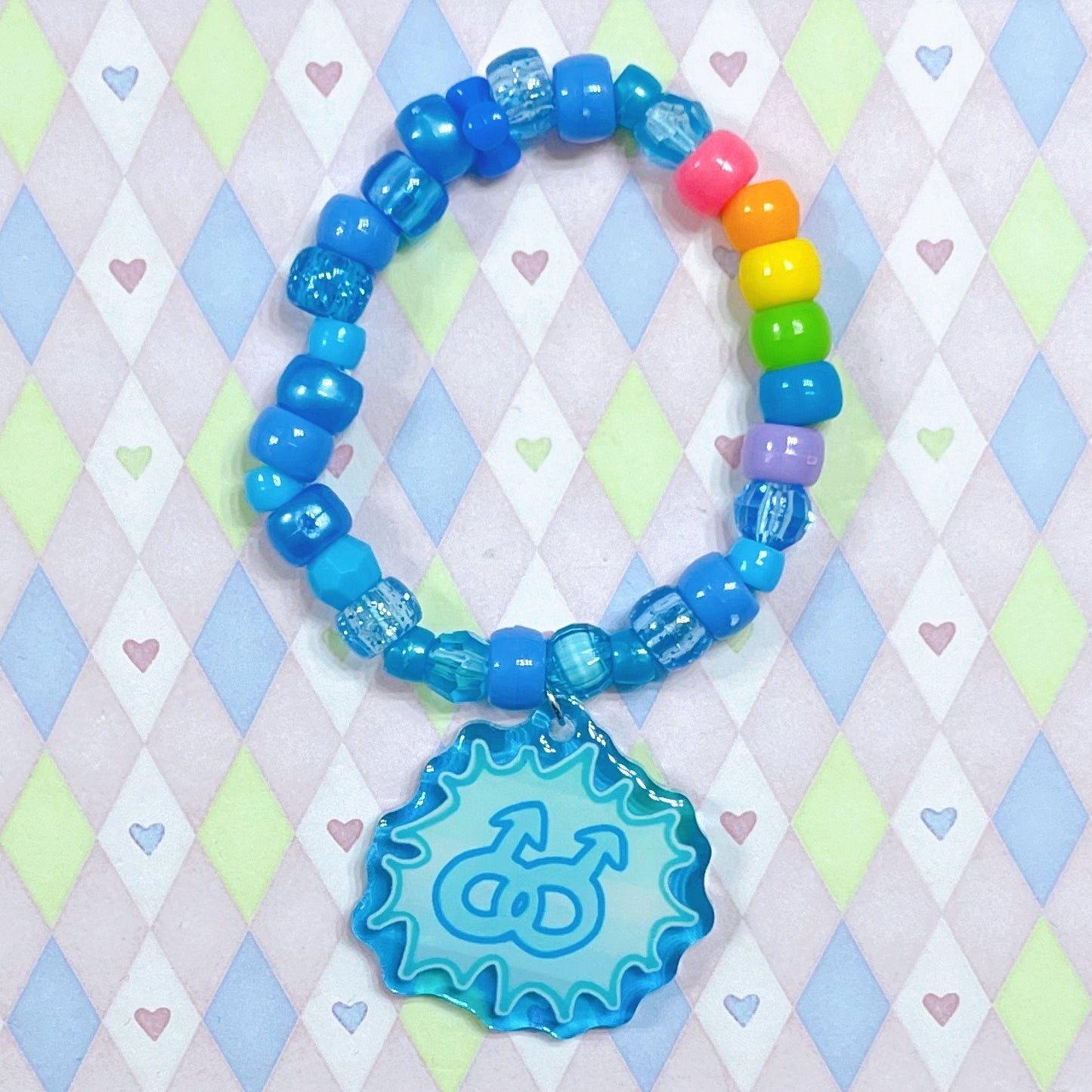 mlm/wlw lesbian gay lgbt queer love acrylic charm handmade kawaii kidcore kandi decora pastel chunky bracelets!