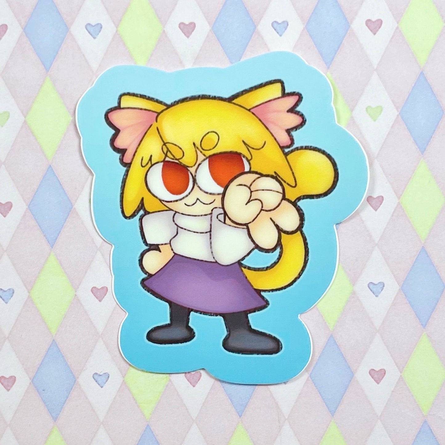 type moon neco arc peace sign meme sticker! (3")