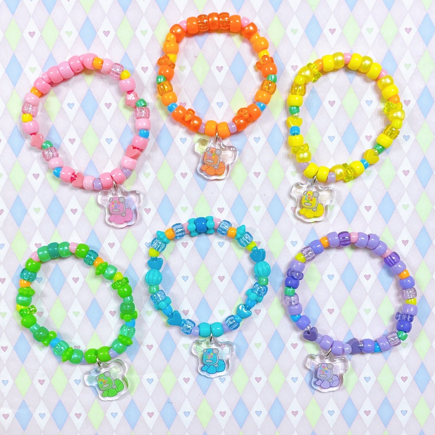 i-dog rainbow acrylic charm kandi bracelets!